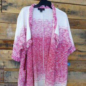 ST. JOHN knit open front fringed sweater jacket Medium